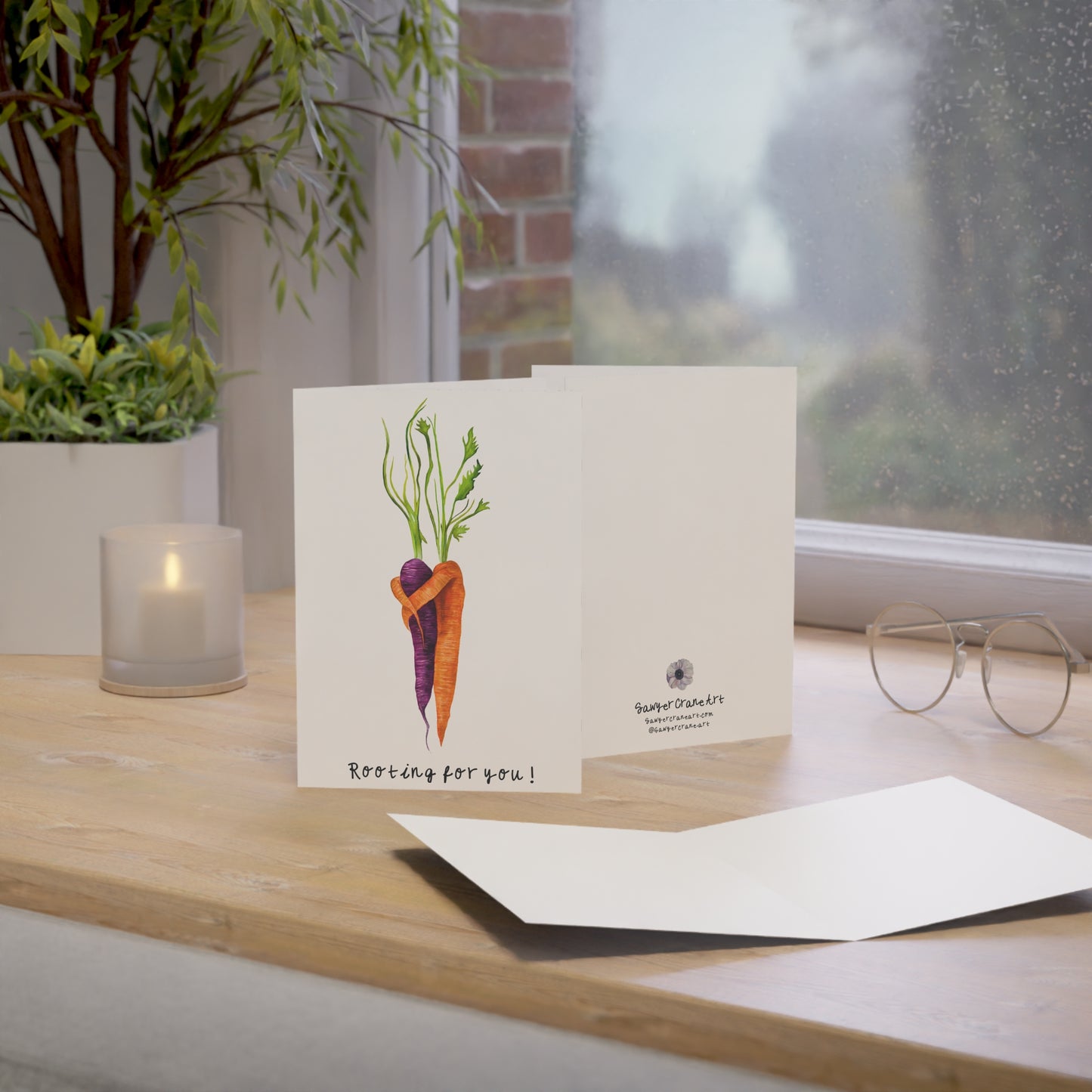 Rooting for You — Cute Carrot Congrats Get Well Soon Greeting Card