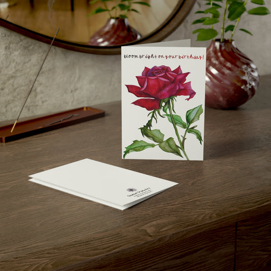 Red Rose Birthday Card - Bloom Bright on Your Birthday