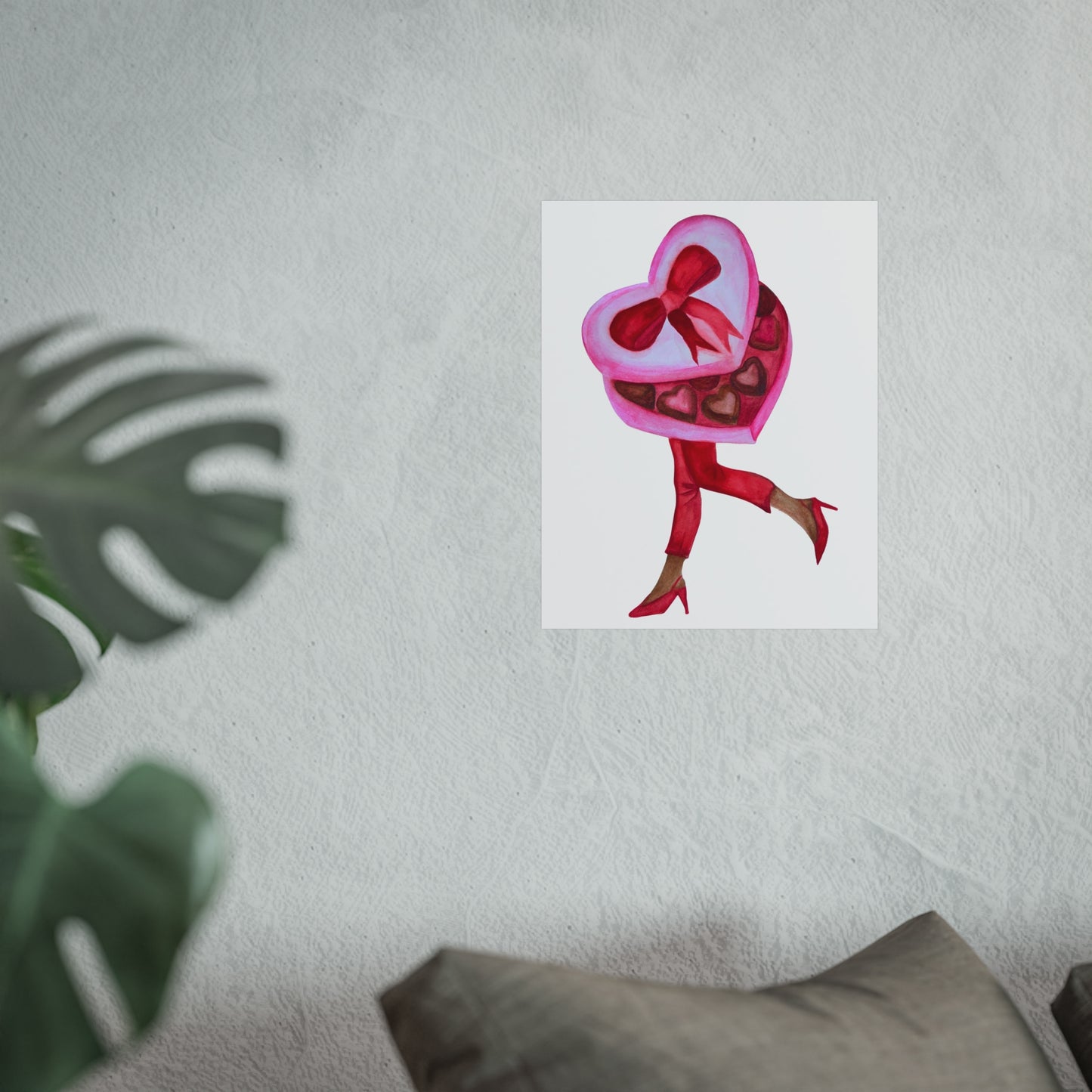 Valentine Heart Box Giclée Art Print — Chic Retro Woman in Red Heels