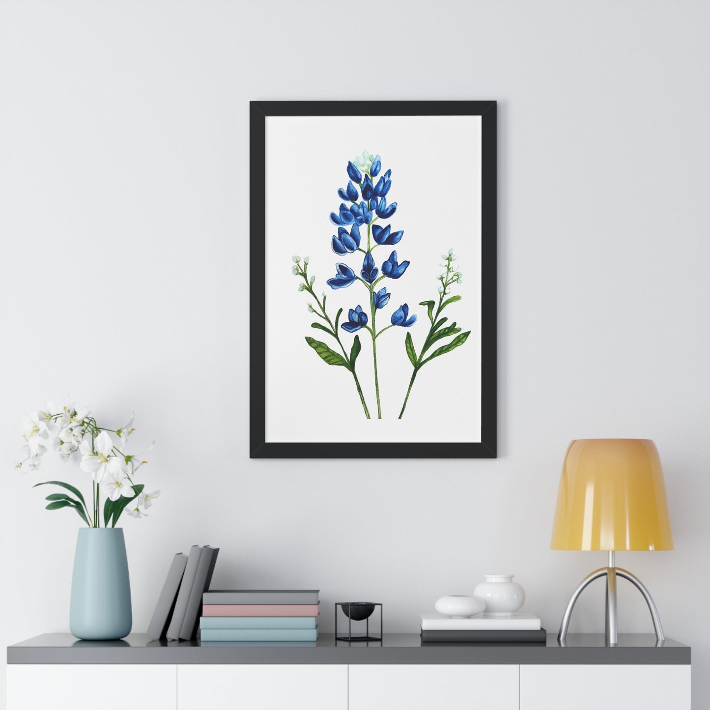 Framed Print — Bluebonnet Texas Watercolor Botanical Print