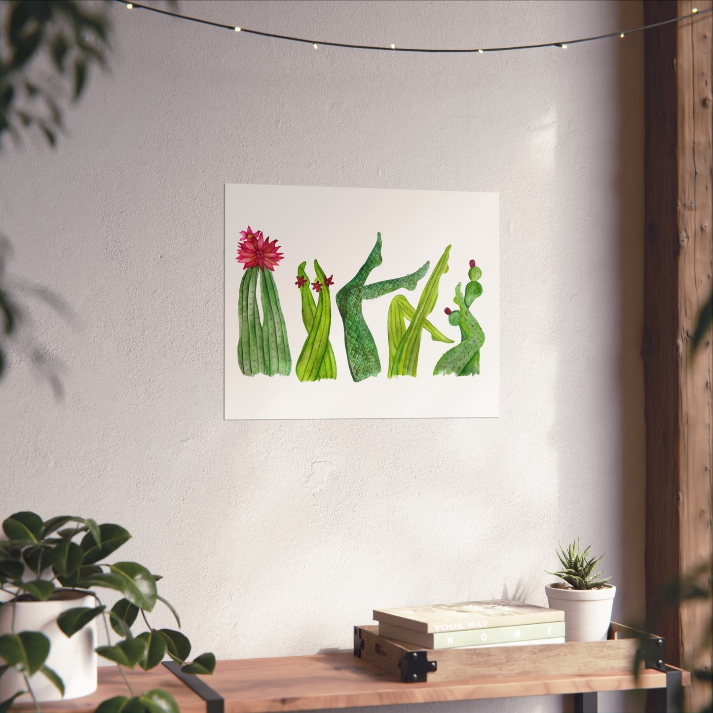 Cactus Legs Watercolor Giclée Art Print — Playful Green Succulent Wall Art