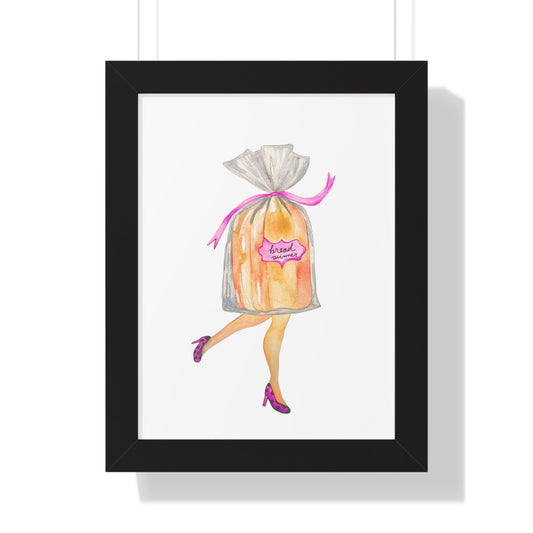 Framed Art Print — Whimsical 'Bread Winner' Art Print