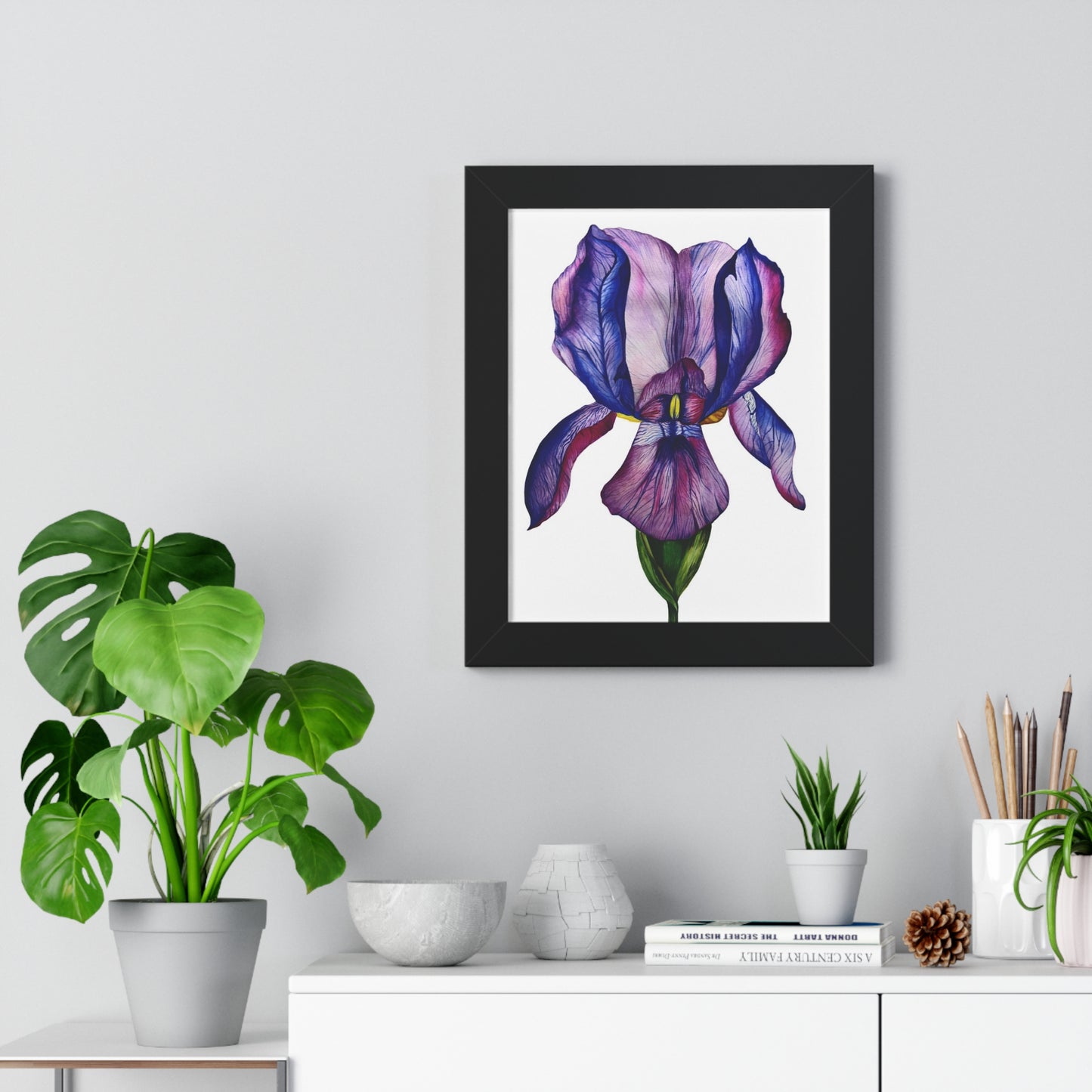 Framed — Purple Iris Botanical Art Print