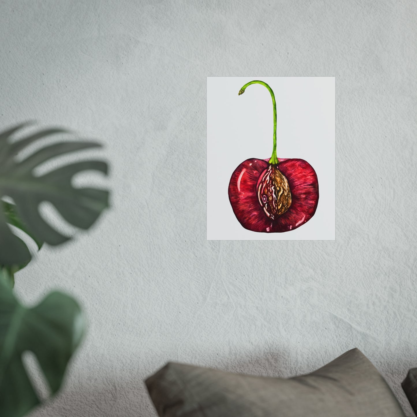 Giclée Art Print — Botanical Cherry Pit Watercolor Print