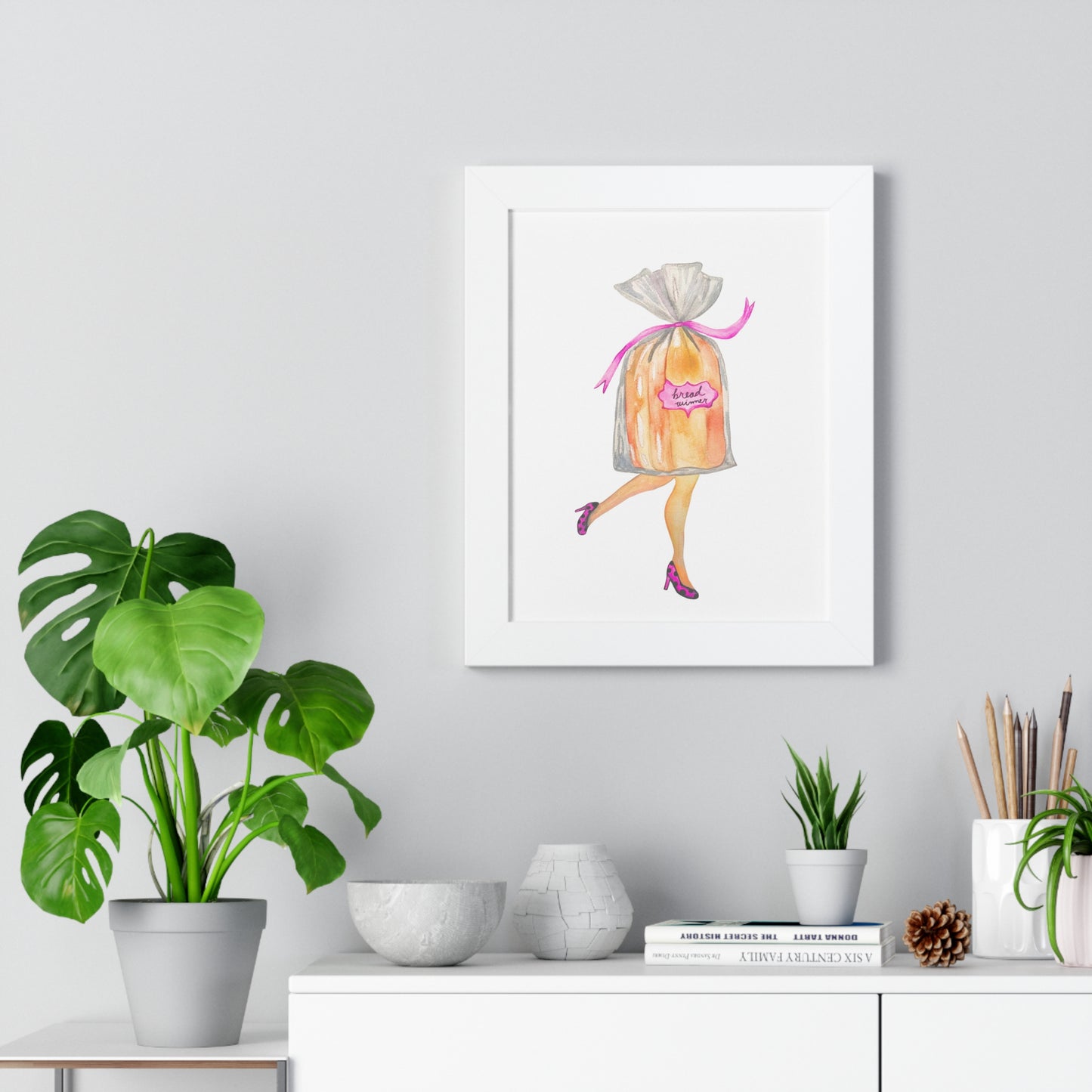 Framed Art Print — Whimsical 'Bread Winner' Art Print