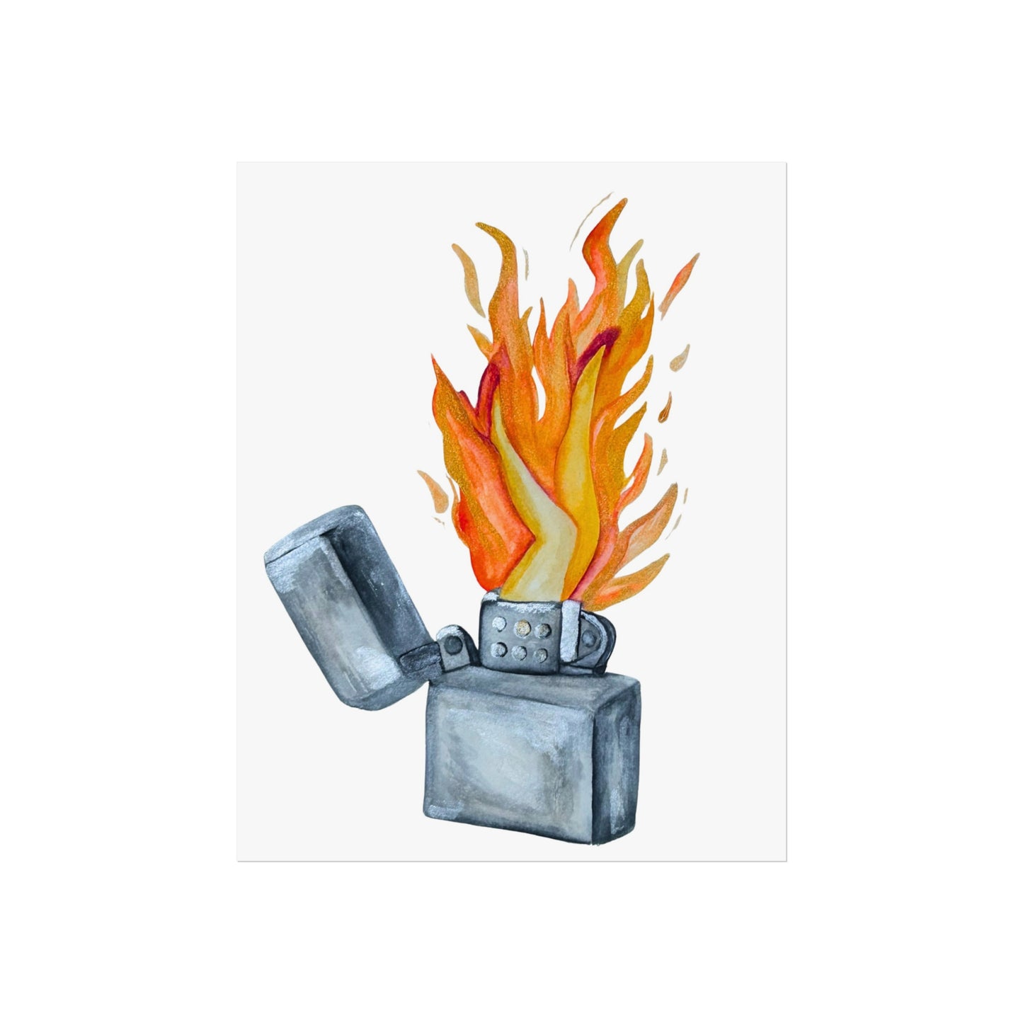 Lighter Legs Flame Giclée Art Print — Watercolor Fire Illustration