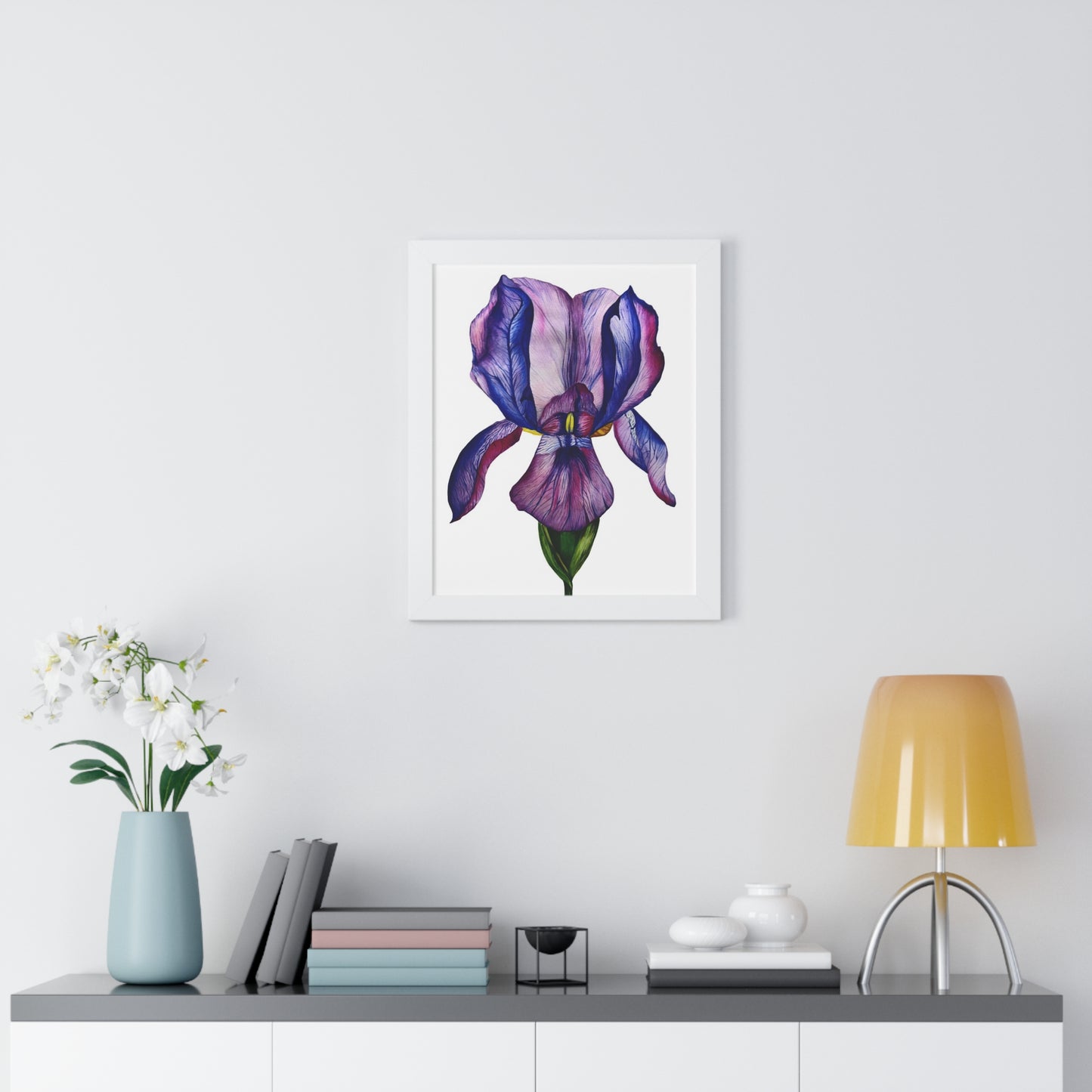 Framed — Purple Iris Botanical Art Print