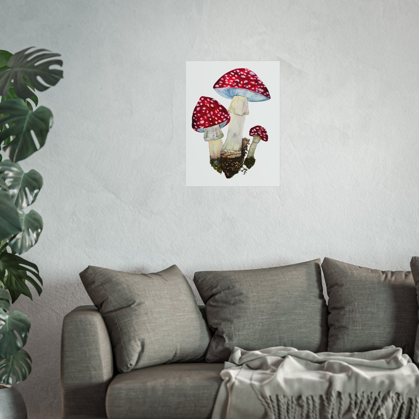 Red Fly Agaric Toadstoll Mushroom Giclée Art Print — Botanical Watercolor Wall Art