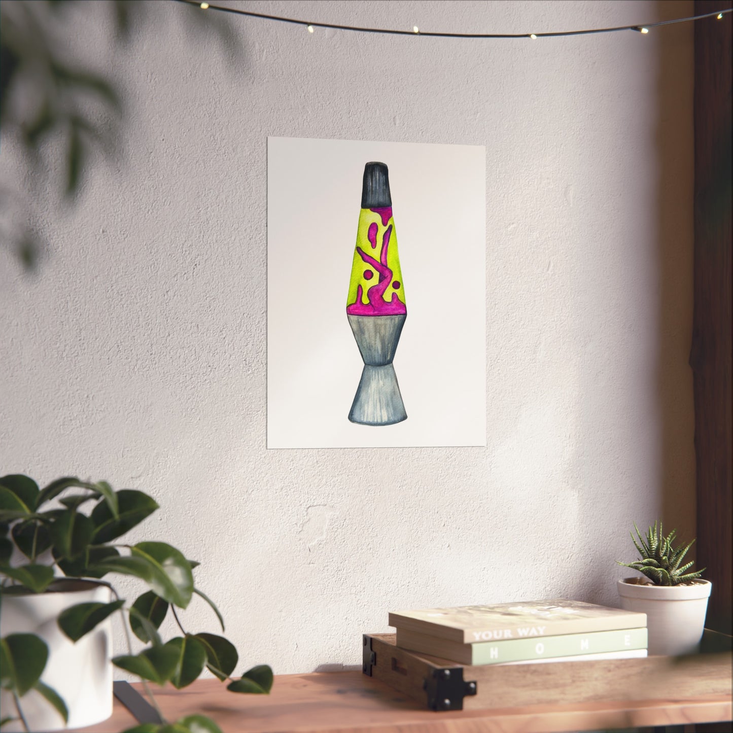 Lava Lamp Lady Fine Art Poster  Retro Neon Home Decor Print