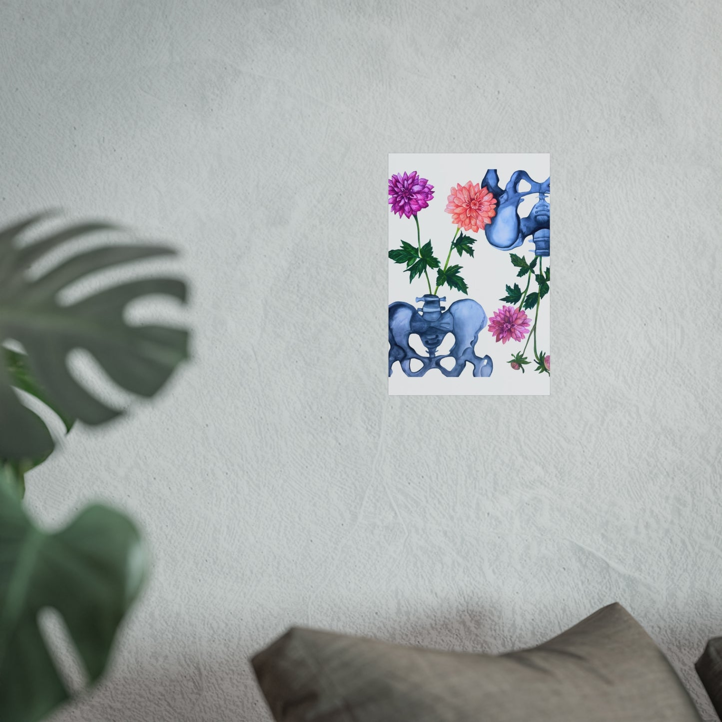Pelvic Bone & Dahlia Giclée Art Print — Botanical Anatomical Wall Art