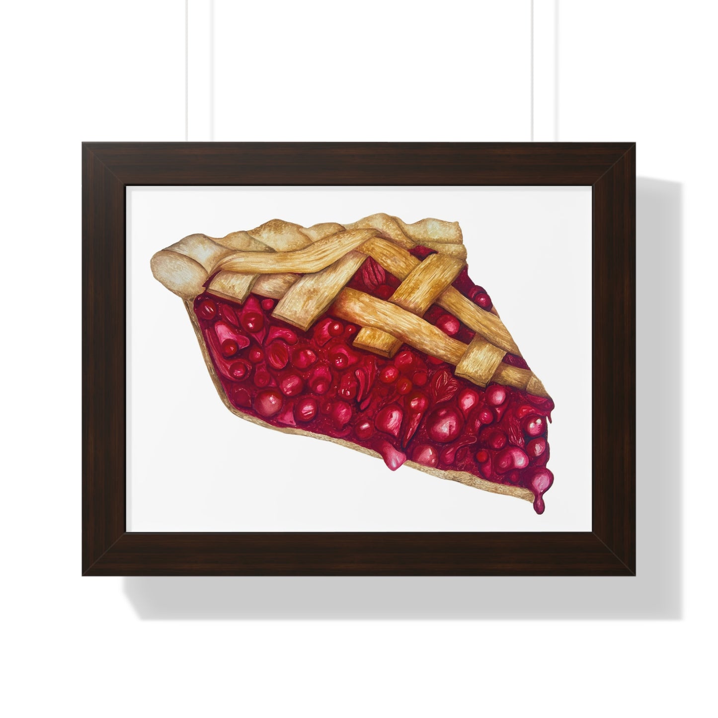 Cherry Pie Slice Framed Print — Watercolor Kitchen Wall Art