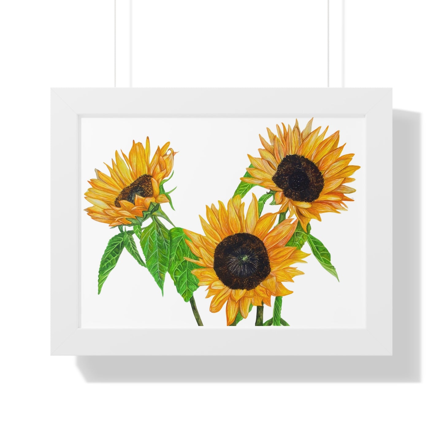 Sunflower Watercolor Framed Print — Bright Botanical Wall Art