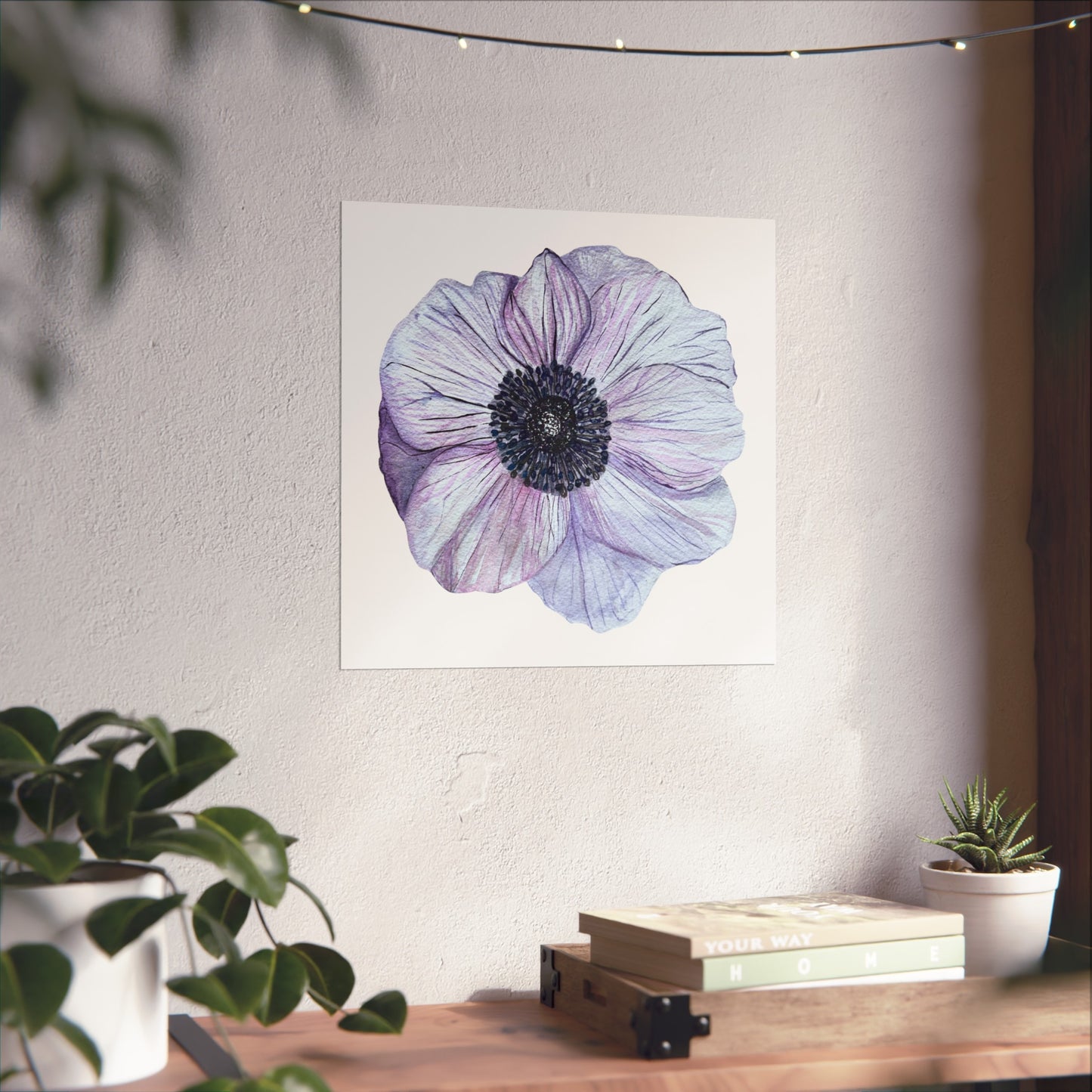 Anemone Watercolor Giclée Art Print — Purple Floral Wall Art