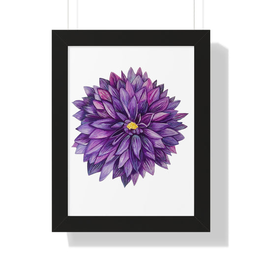 Framed Purple Dahlia Wall Art | Botanical Floral Print