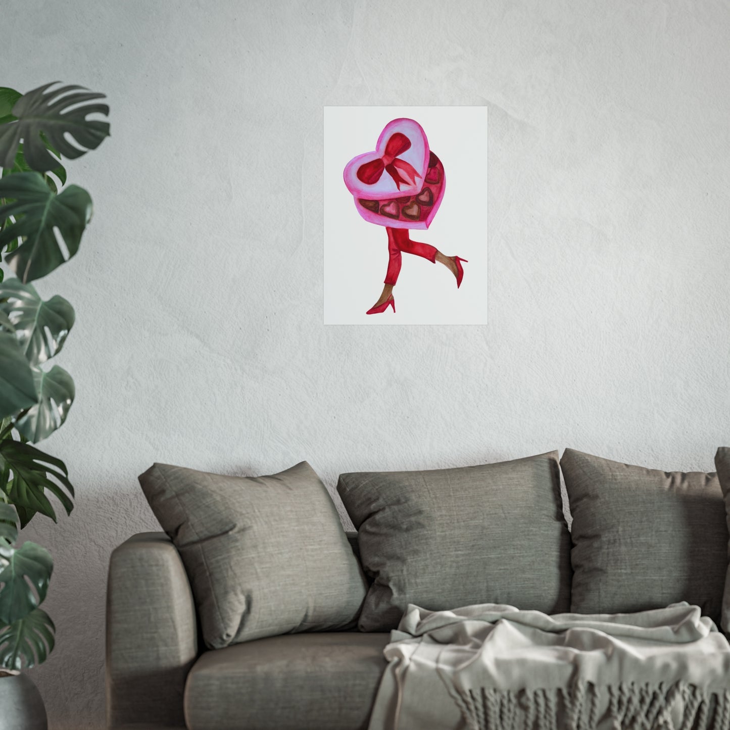 Valentine Heart Box Giclée Art Print — Chic Retro Woman in Red Heels
