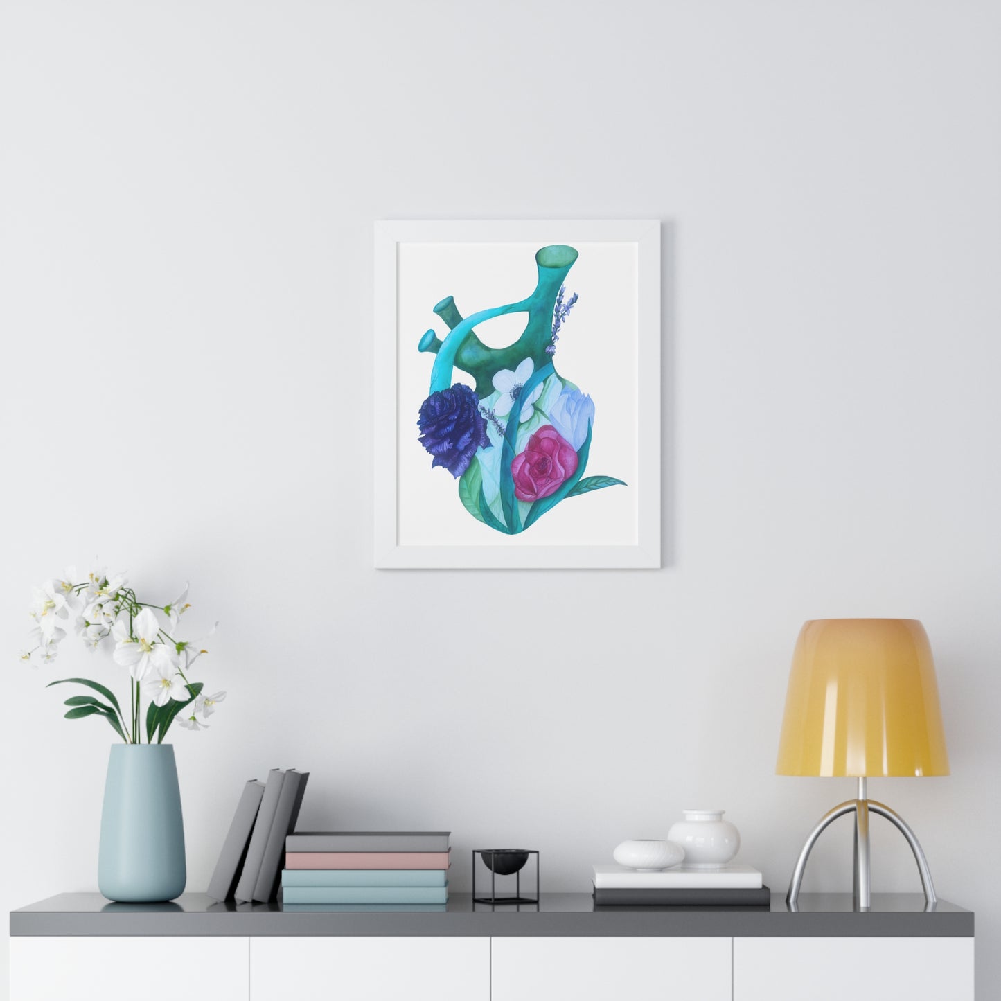 Framed Print — Floral Anatomical Heart Print