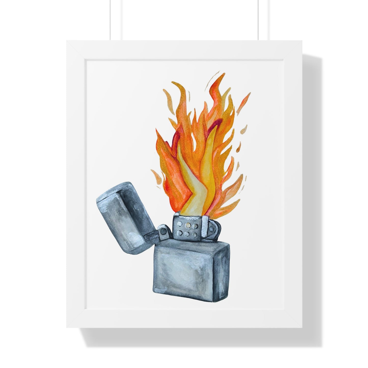 Flaming Lighter with Legs — Watercolor Fire Art Print
