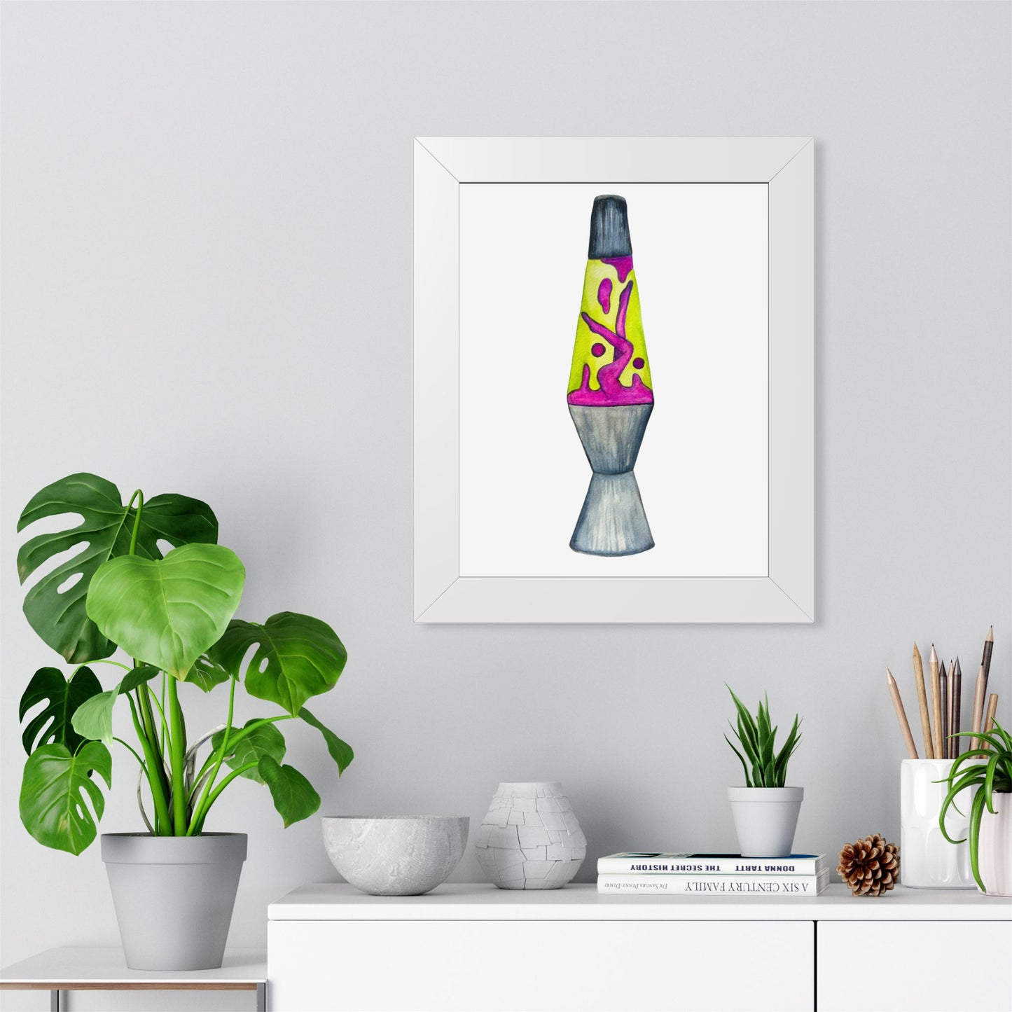 Lava Lamp Lady Framed Poster  Retro Neon Home Wall Art