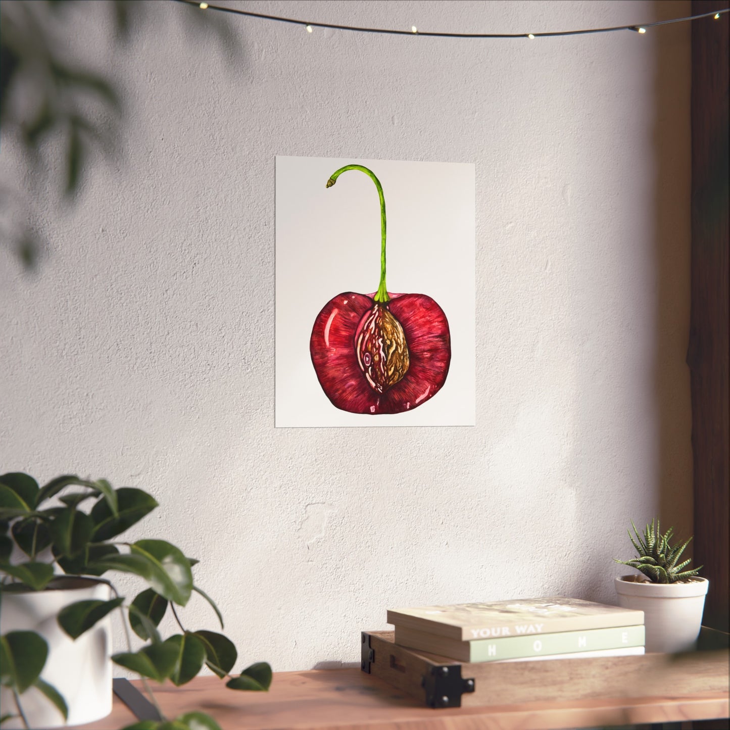 Giclée Art Print — Botanical Cherry Pit Watercolor Print