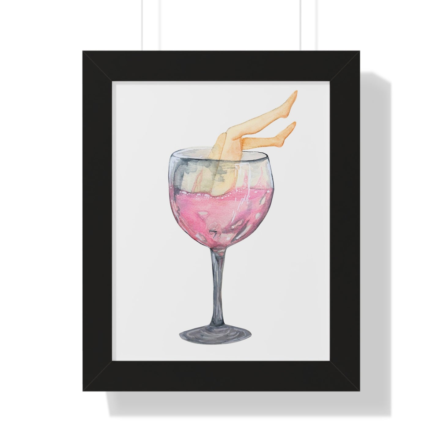 Wine Glass Art Print — Watercolor Cocktail with Legs Framed Print