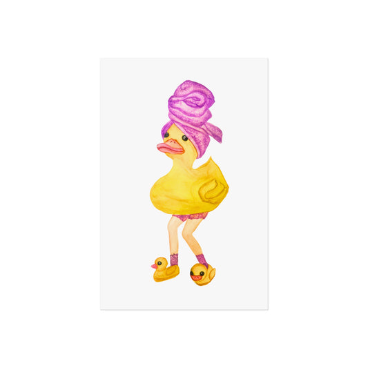 Rubber Duck Fashion Art Print — Whimsical Bathroom Duck Illustration