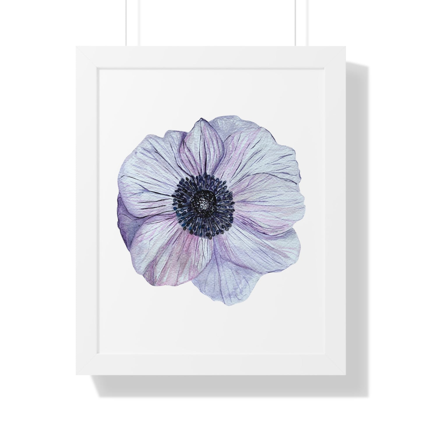 Framed Floral  Print — White Lavender Anemone Wall Art
