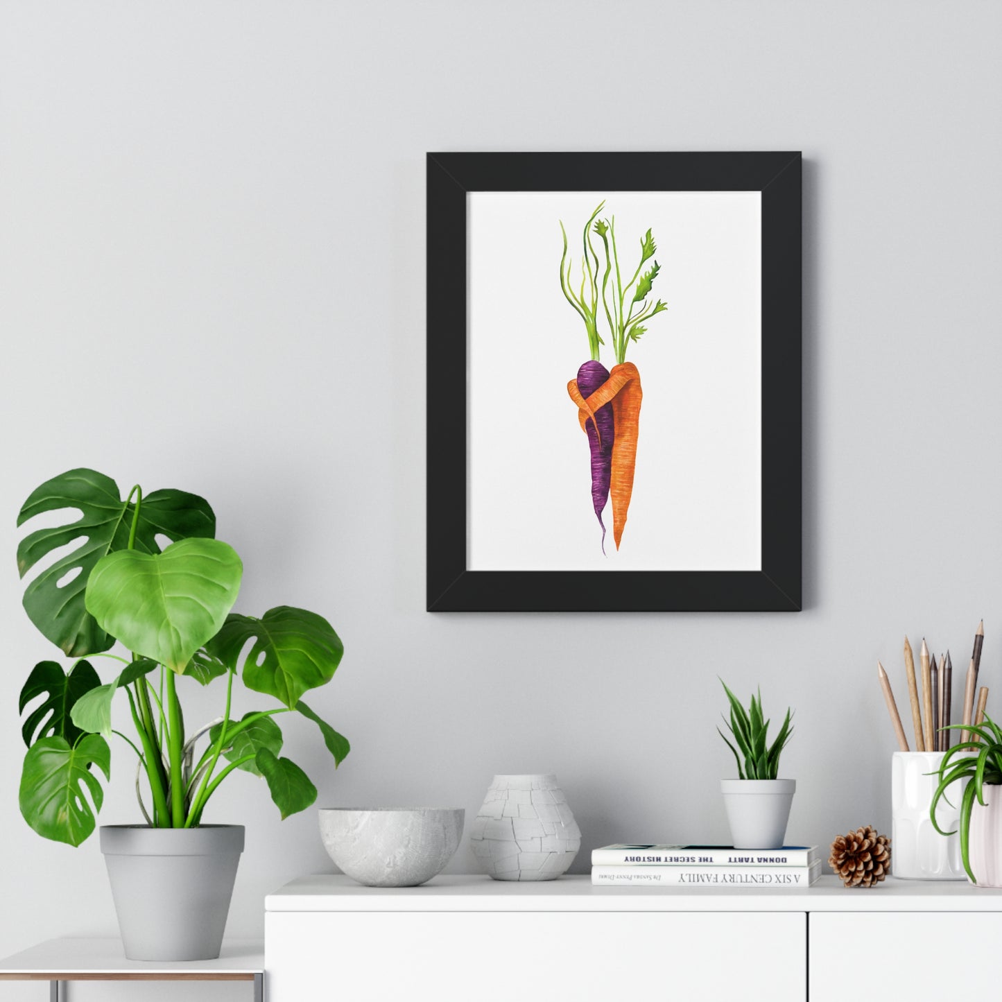 Watercolor Carrot Pair Botanical Art Print — Kitchen & Farmhouse Wall Decor