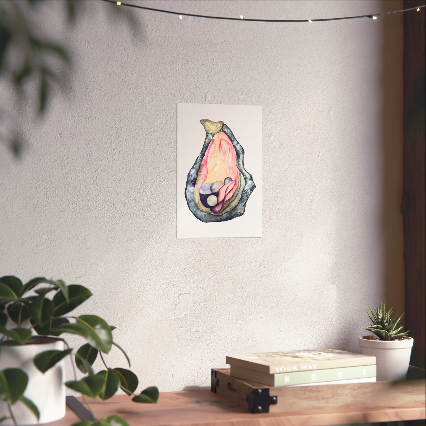Oyster Shell Giclée Art Print — Watercolor Pearl Illustration