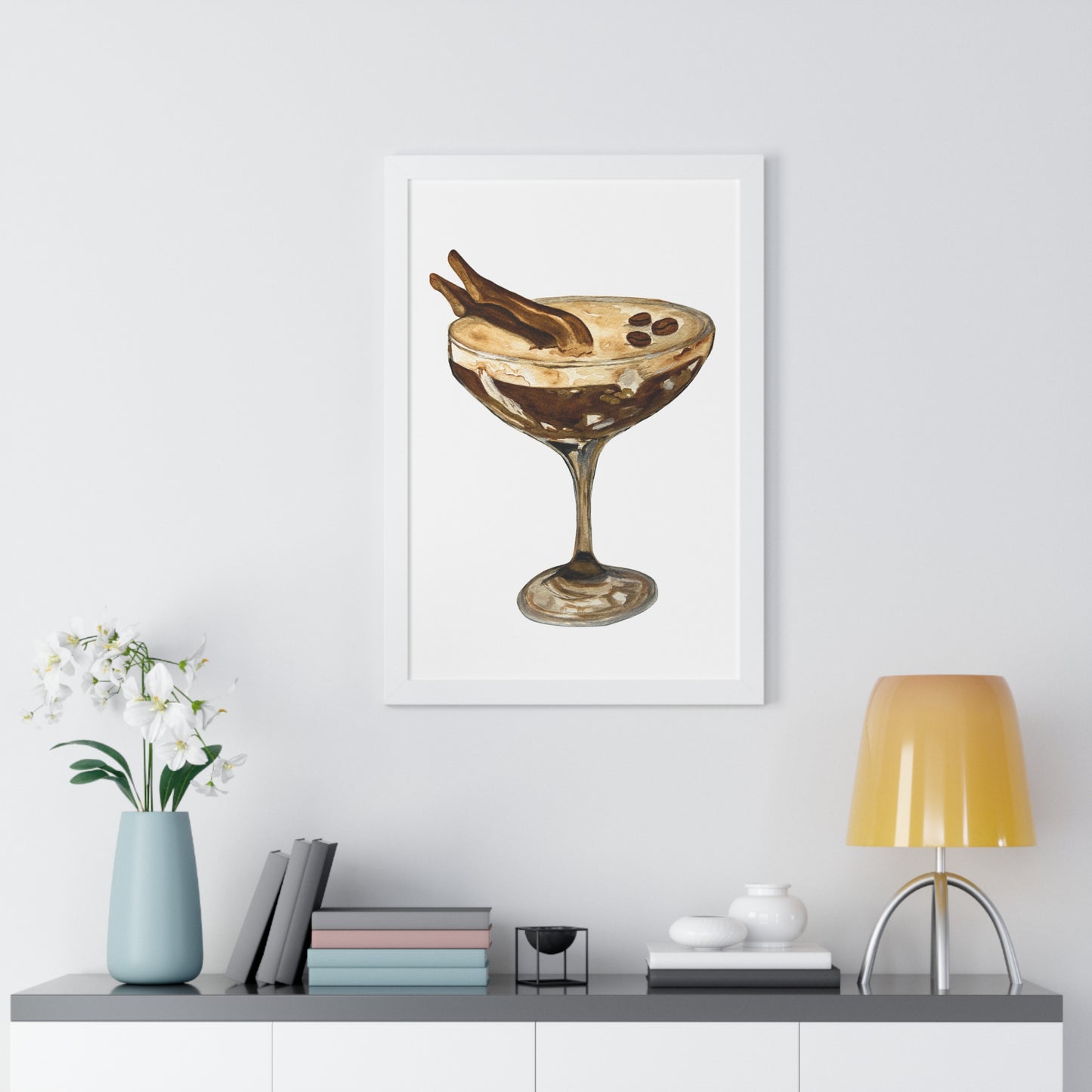 Espresso Martini with Legs Art Print — Framed