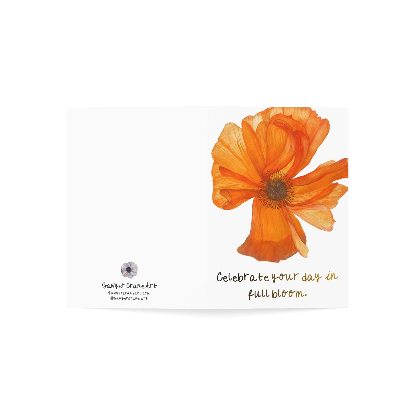 Poppy Wildflower Greeting Card Handpainted "Celebrate" Bloom!