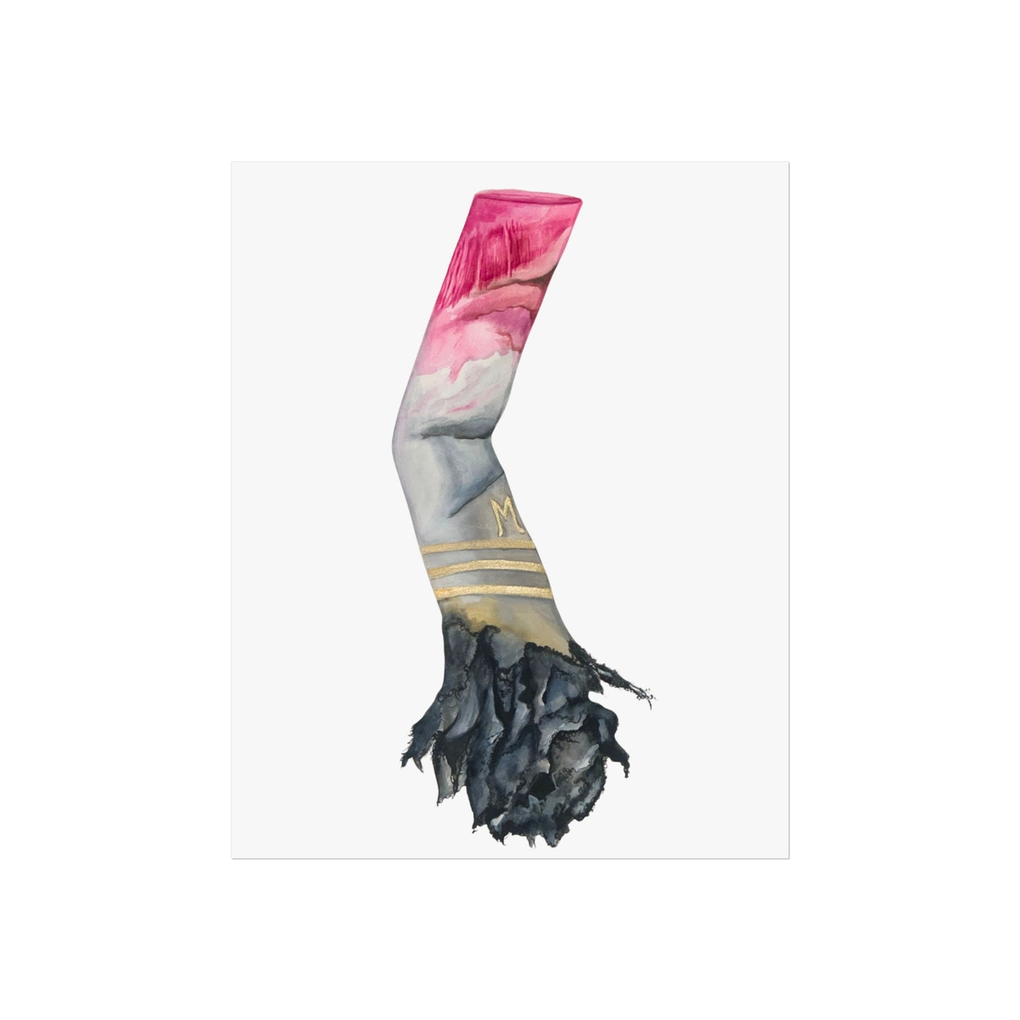 Lipstick & Cigarette Giclée Art Print – Pink, Gray & Gold Minimal Wall Art