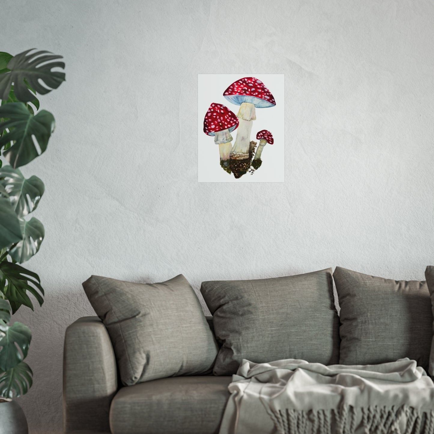 Red Fly Agaric Toadstoll Mushroom Giclée Art Print — Botanical Watercolor Wall Art