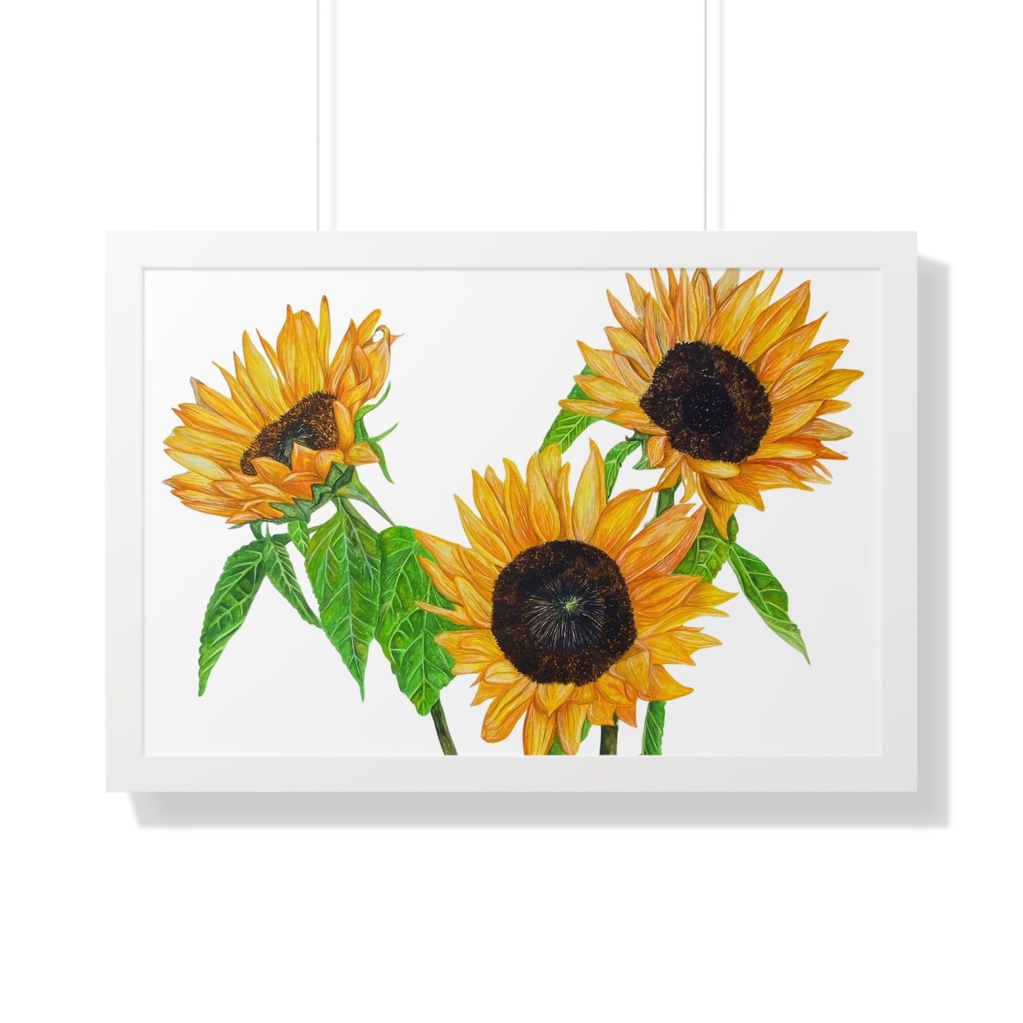 Sunflower Watercolor Framed Print — Bright Botanical Wall Art