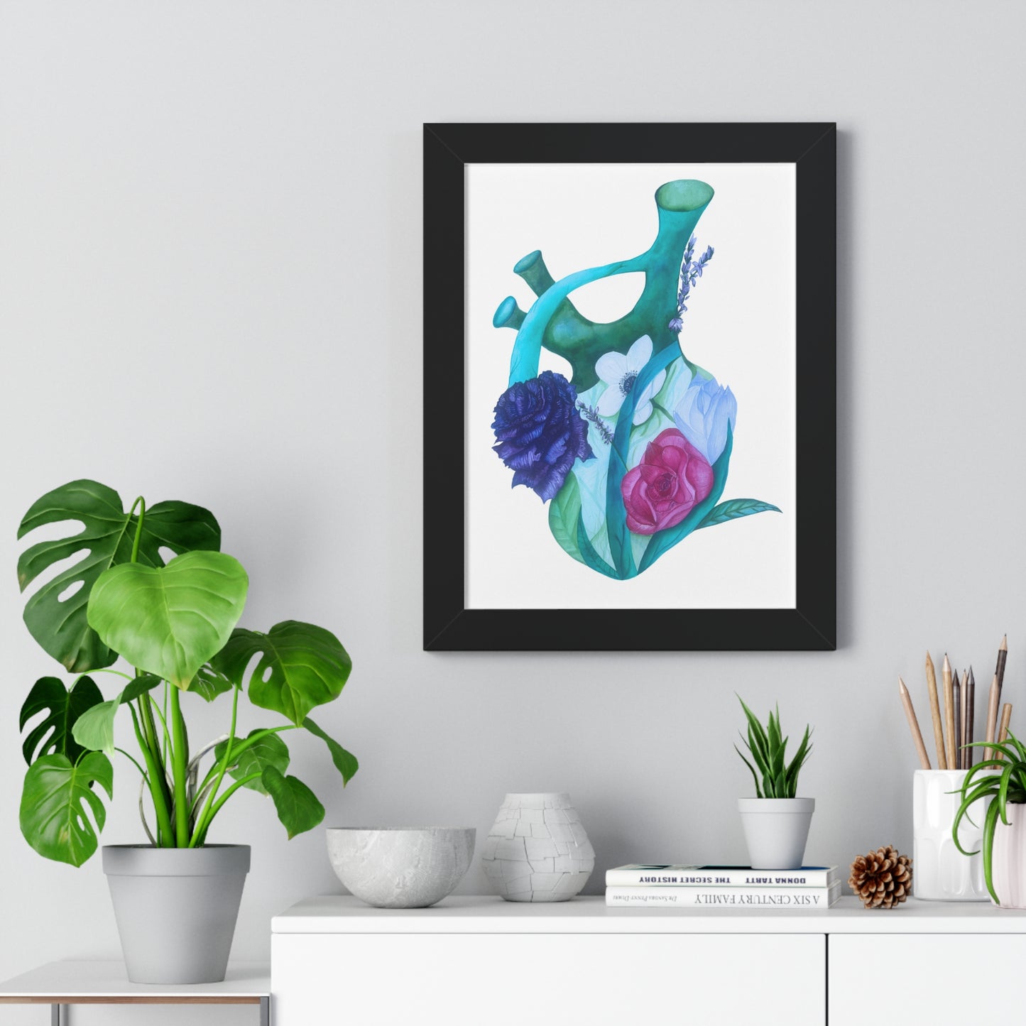 Framed Print — Floral Anatomical Heart Print