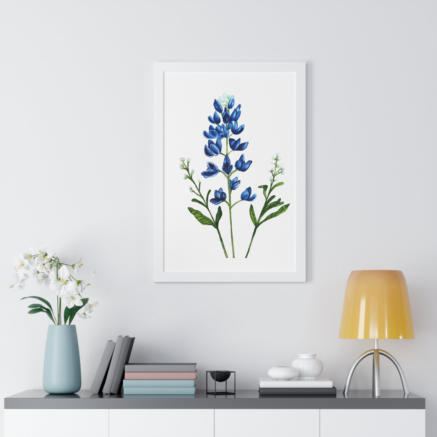 Framed Print — Bluebonnet Texas Watercolor Botanical Print