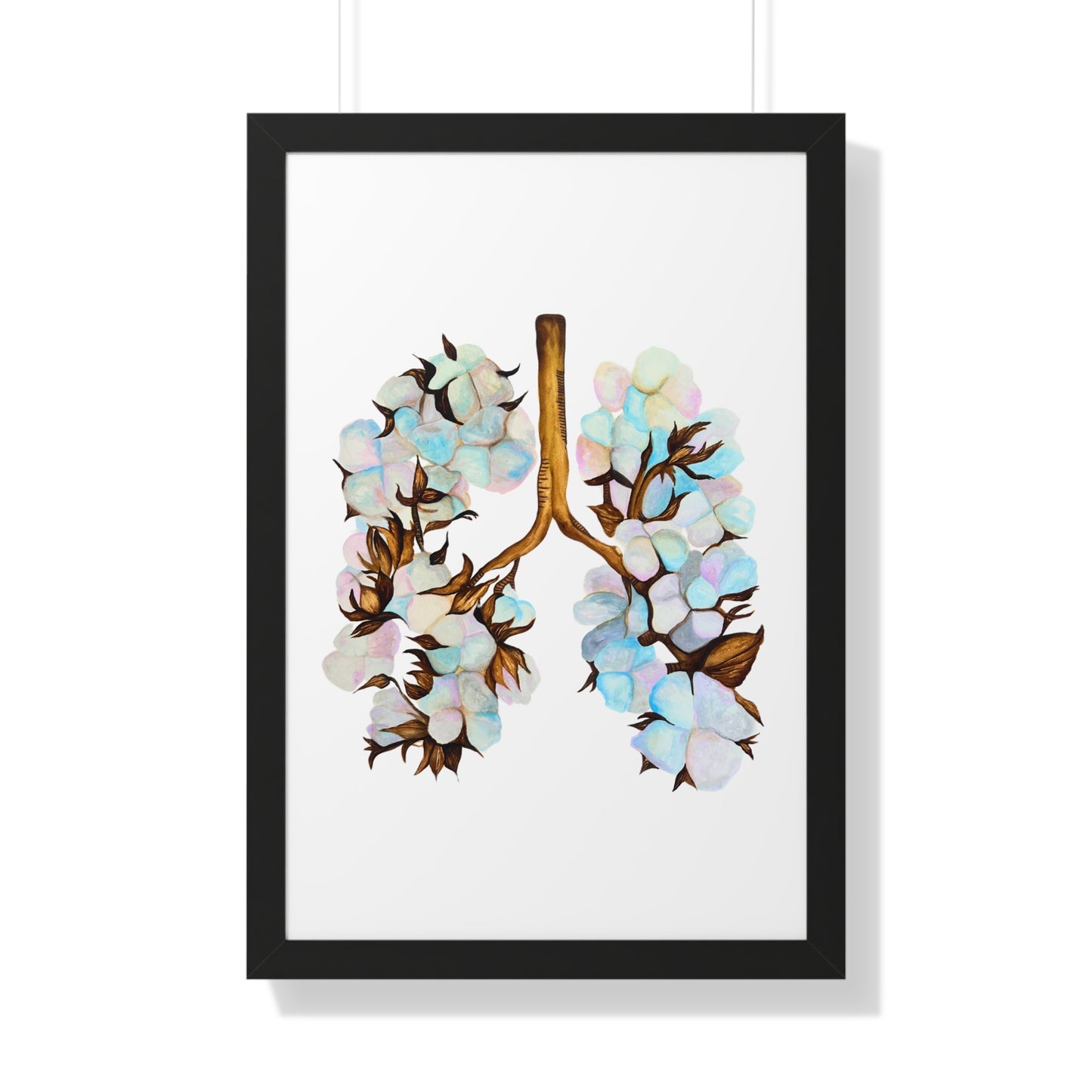Framed Print- Botanical Lungs Art Print (Cotton Plant Lung Illustration)