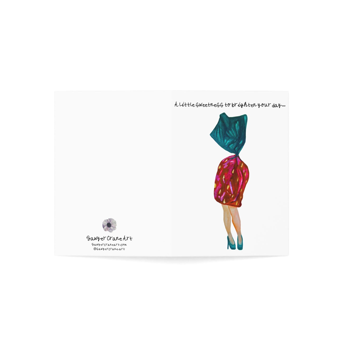 Greeting Card — "A Little Sweetness to Brighten Your Day" Dessert Dress Illustration (1/10/30/50pcs)
