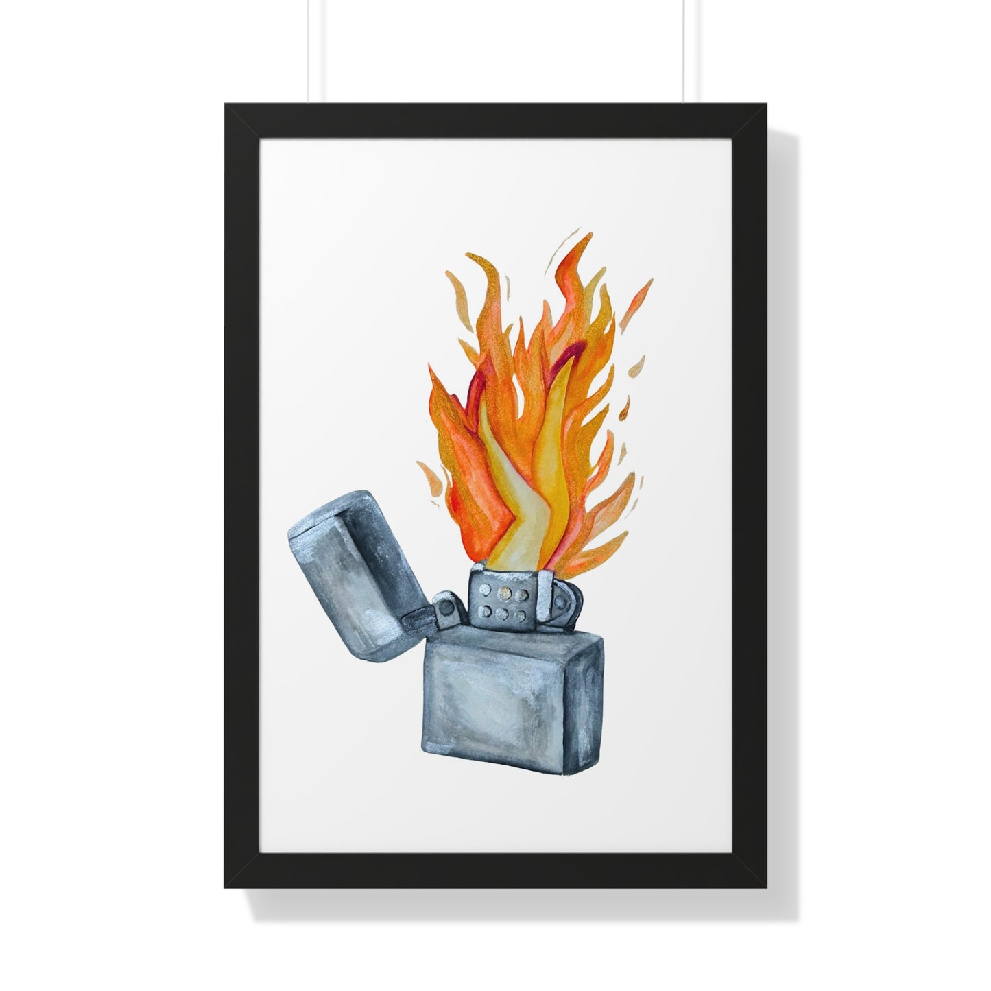 Flaming Lighter with Legs — Watercolor Fire Art Print