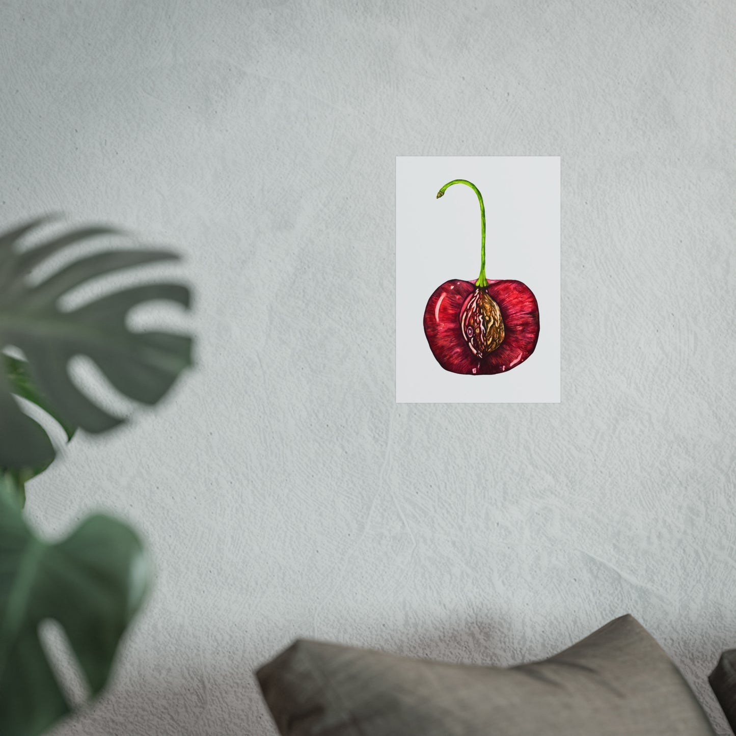 Giclée Art Print — Botanical Cherry Pit Watercolor Print