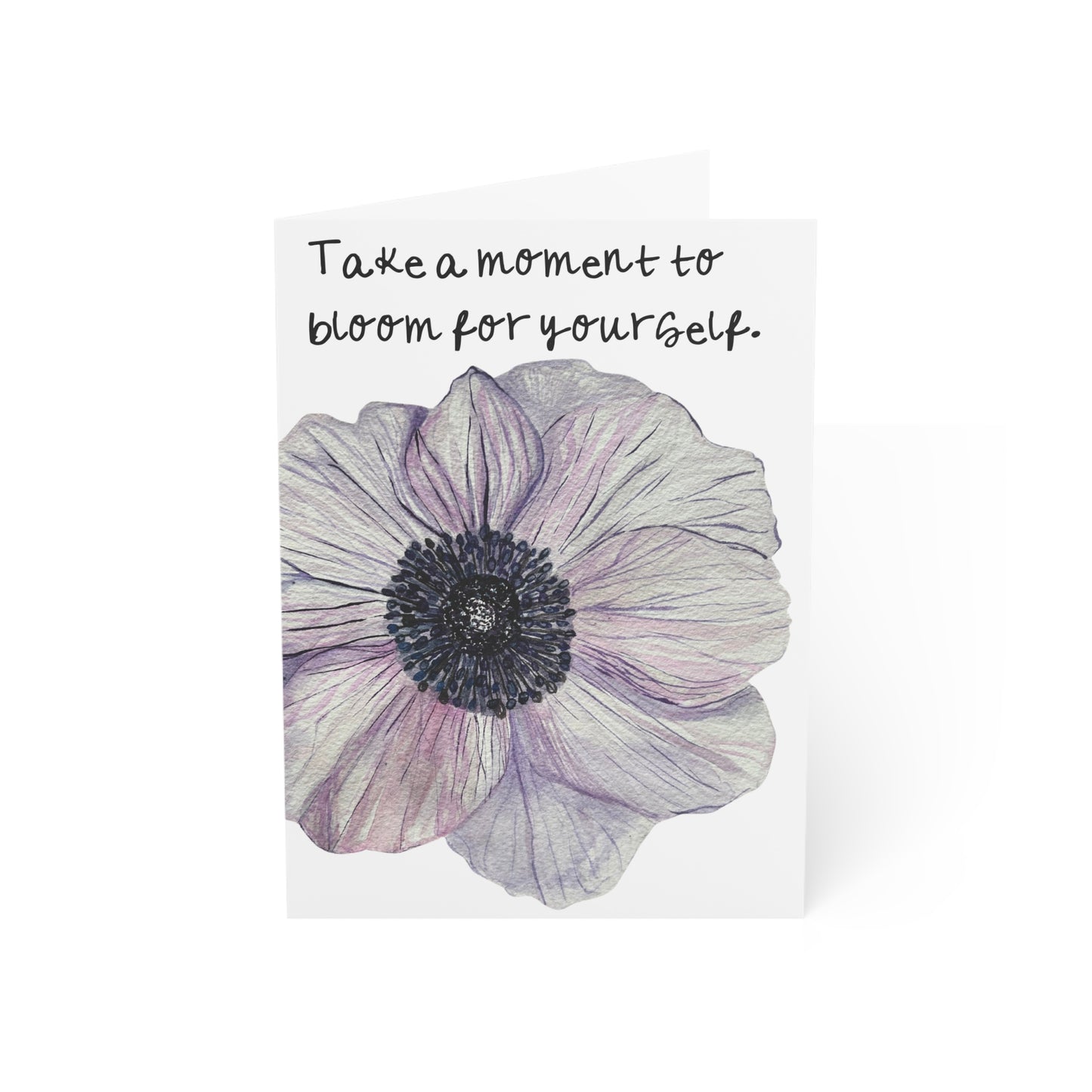 Anemone Wildflower Greeting Card Handpainted Watercolor