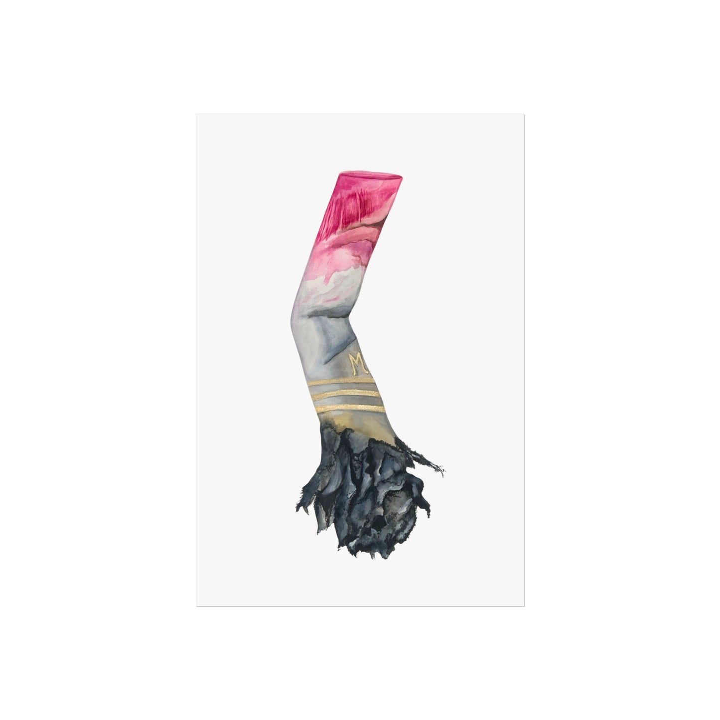 Lipstick & Cigarette Giclée Art Print – Pink, Gray & Gold Minimal Wall Art