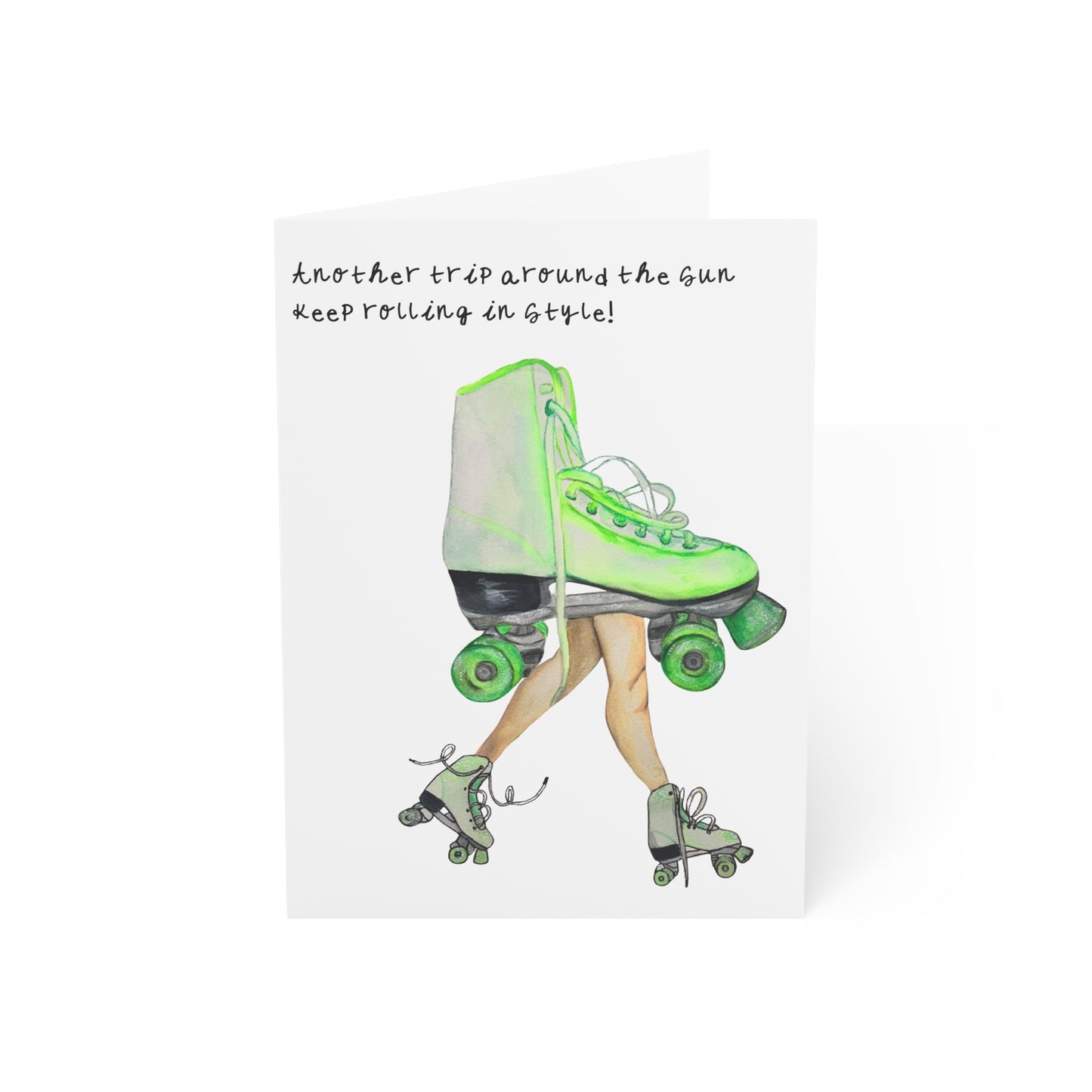 Roller Skate Greeting Card – “Another Trip Around the Sun” Birthday Card (Blank Inside)