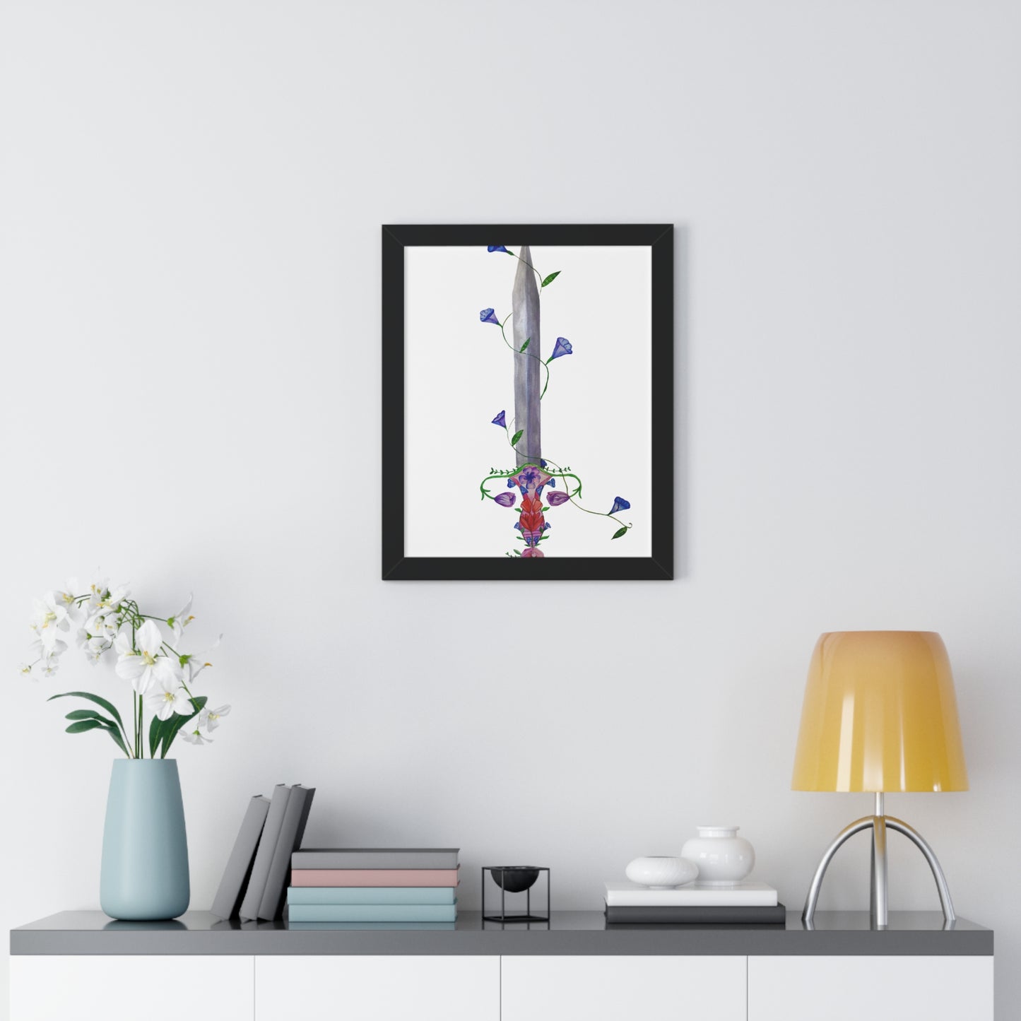 Floral Sword Art Print — Botanical Dagger Wall Art