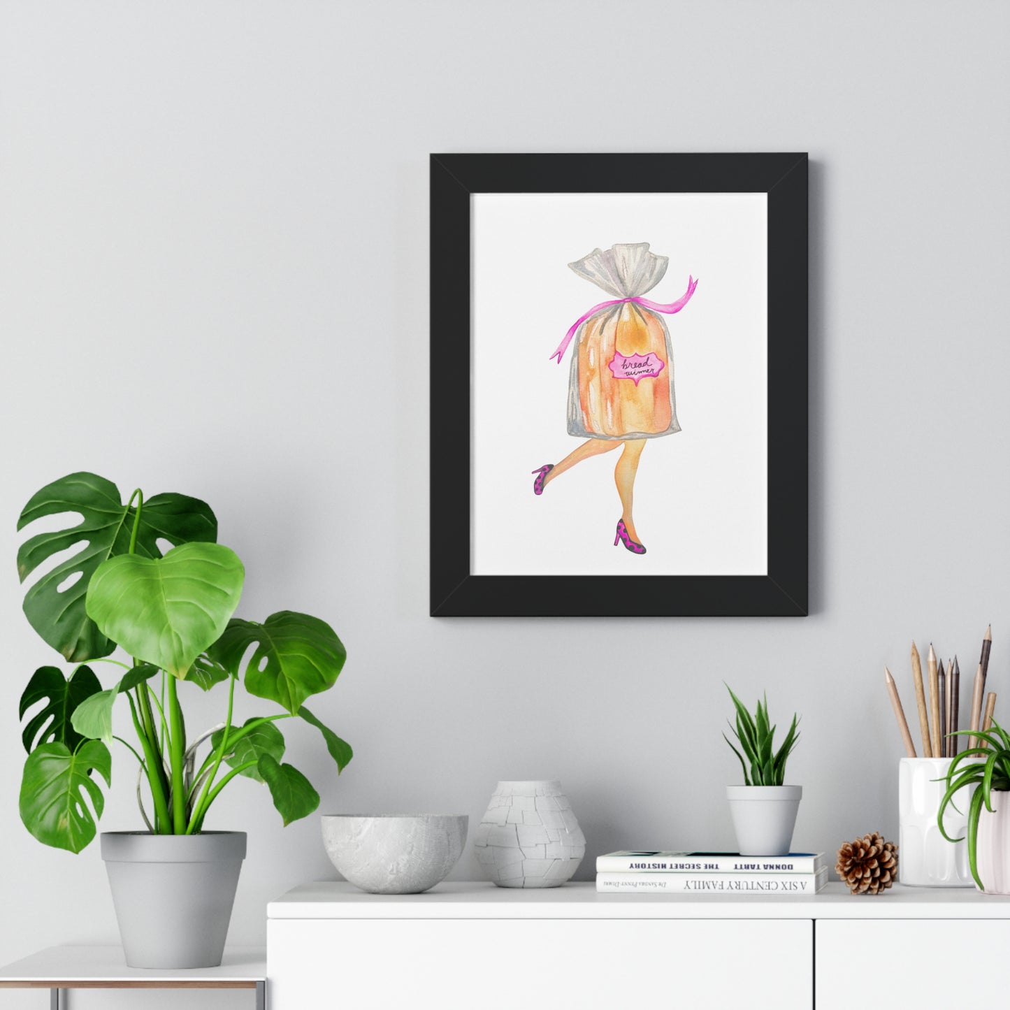 Framed Art Print — Whimsical 'Bread Winner' Art Print