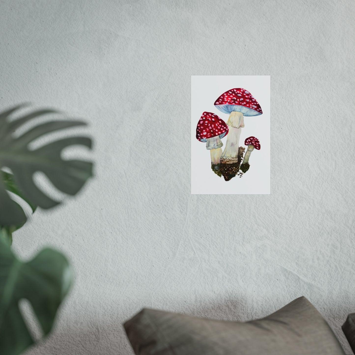 Red Fly Agaric Toadstoll Mushroom Giclée Art Print — Botanical Watercolor Wall Art