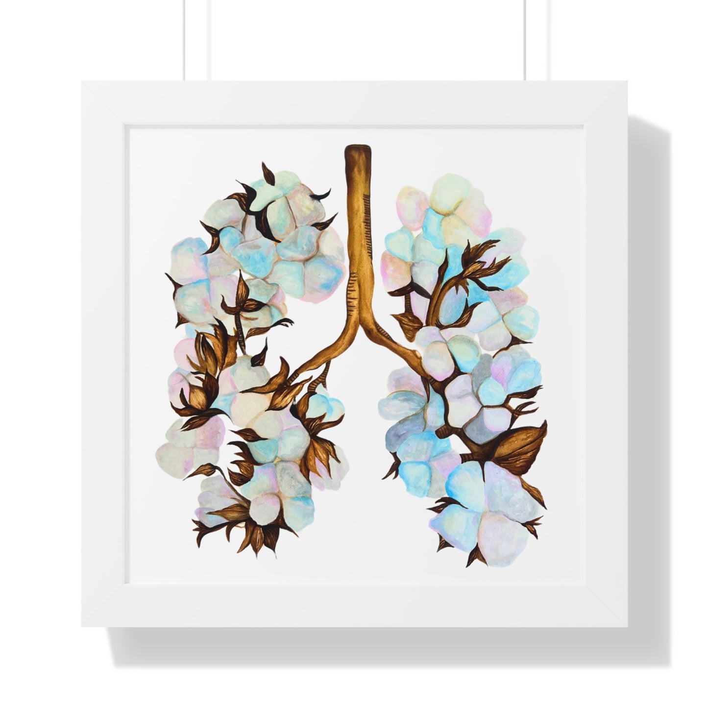 Framed Print- Botanical Lungs Art Print (Cotton Plant Lung Illustration)