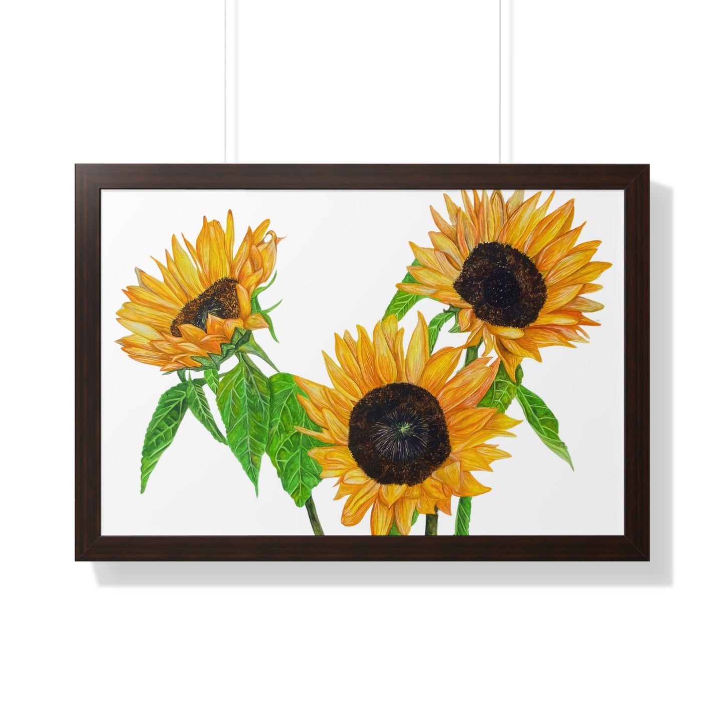 Sunflower Watercolor Framed Print — Bright Botanical Wall Art
