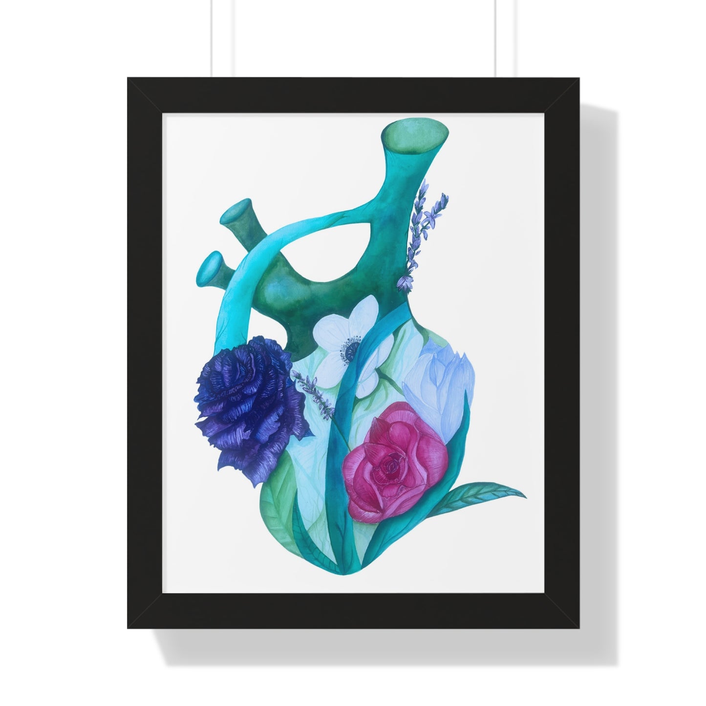 Framed Print — Floral Anatomical Heart Print