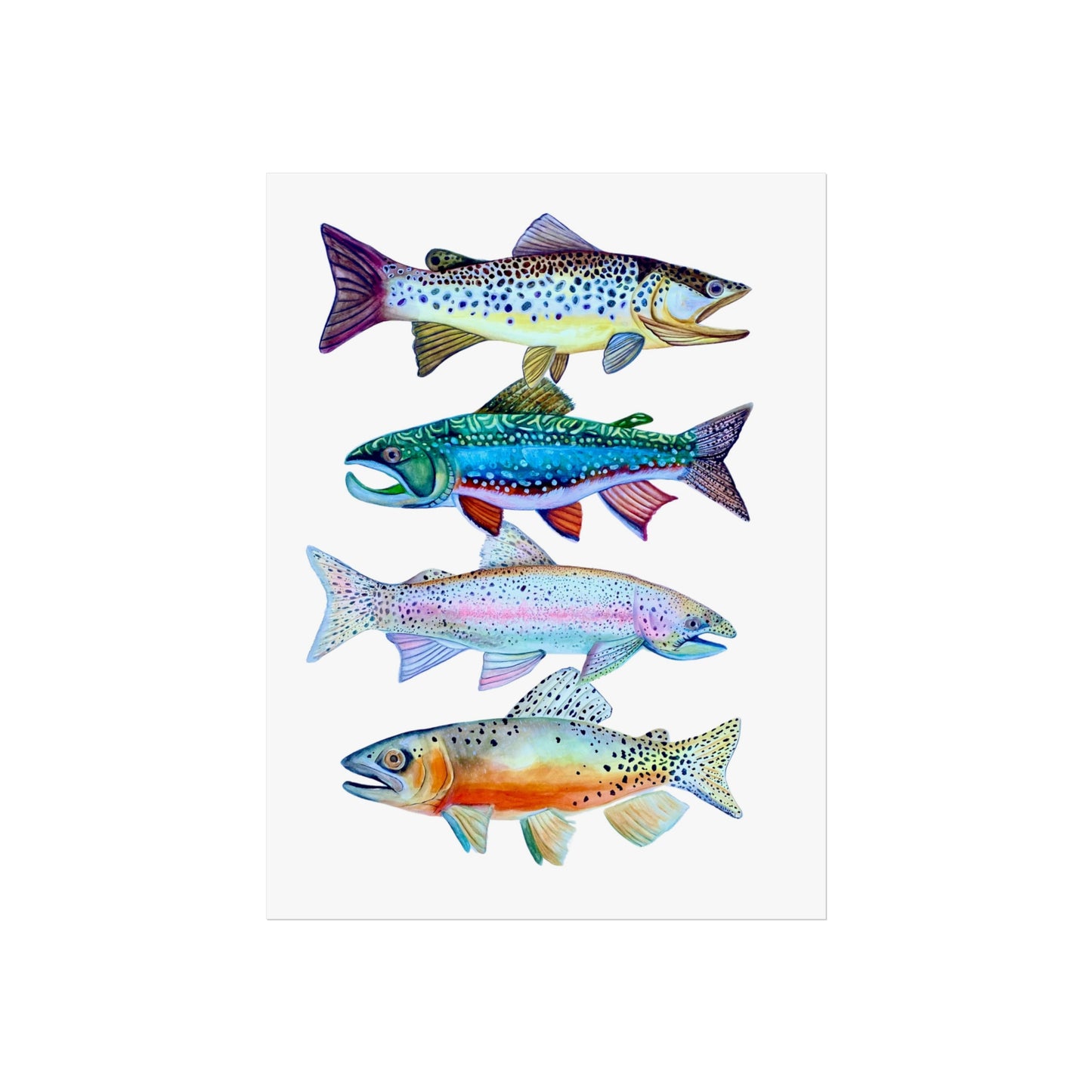 Giclée Art Print - Colorful Trout Illustration (Watercolor Fish Wall Art)