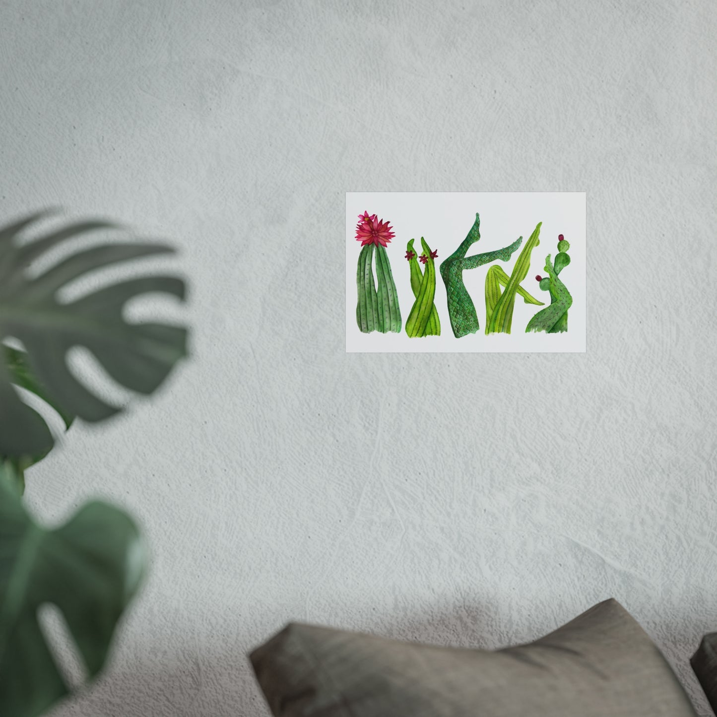 Cactus Legs Watercolor Giclée Art Print — Playful Green Succulent Wall Art